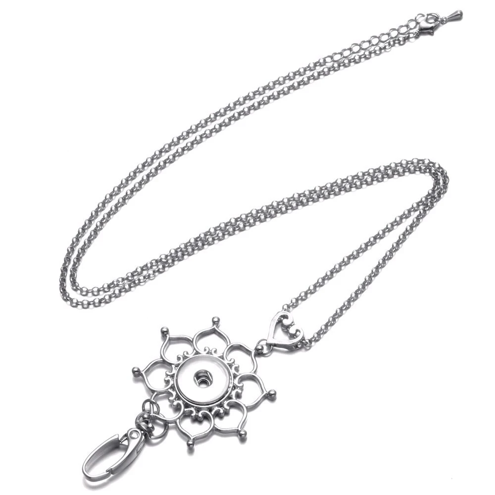 Flower Shape Working ID Holder Lanyard Snap Pendant Necklace 18mm Button Jewelry Snaps For XL0109 | Украшения и аксессуары