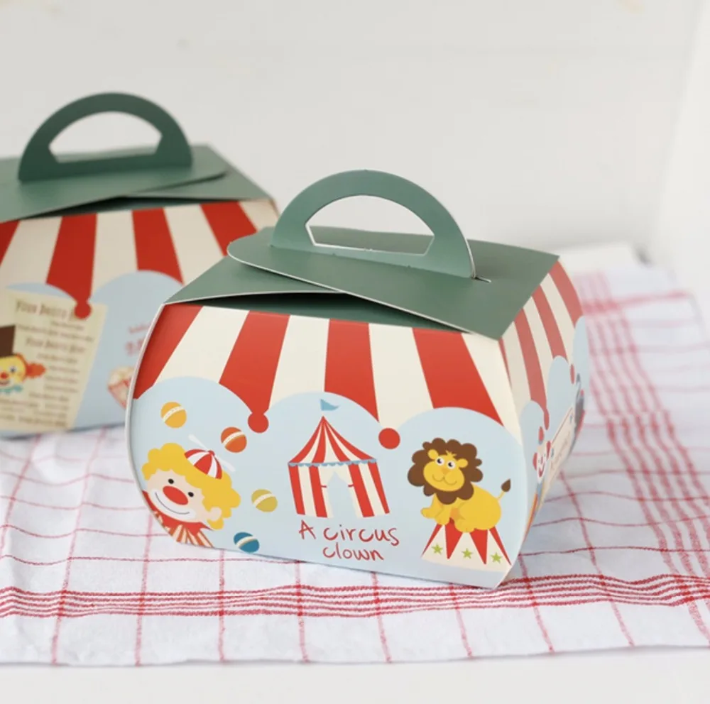 10 шт. Милая цирковая упаковка для выпечки животных Рождественская коробка