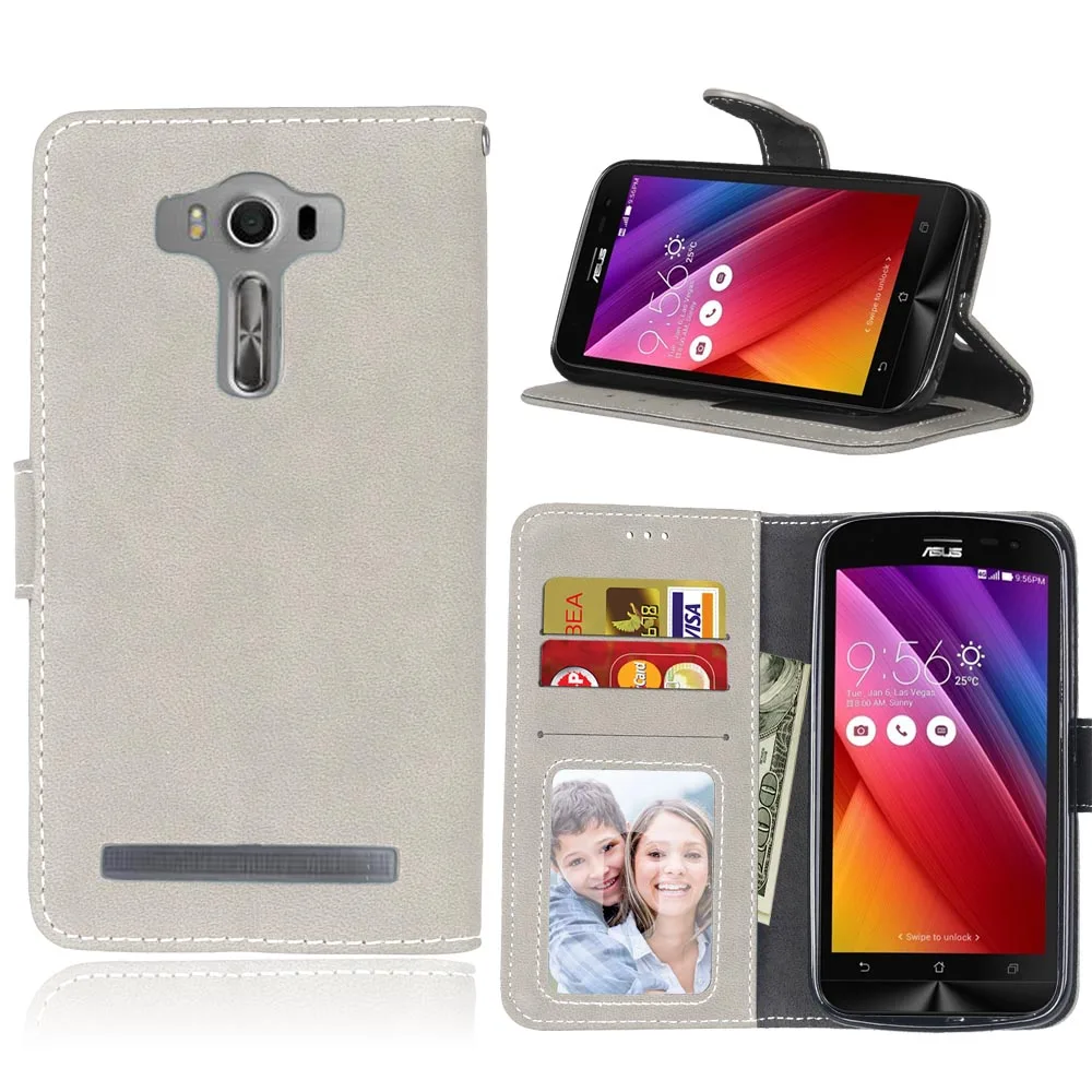 Gray Кожаный чехол-кошелек для ASUS ZenFone 2 Laser ZE500KL Z00RD Z00ED, чехол-кошелек для телефона, чехол-книжка для ASUS ZE500KL ZE500KG, сумка - Цвет: Gray
