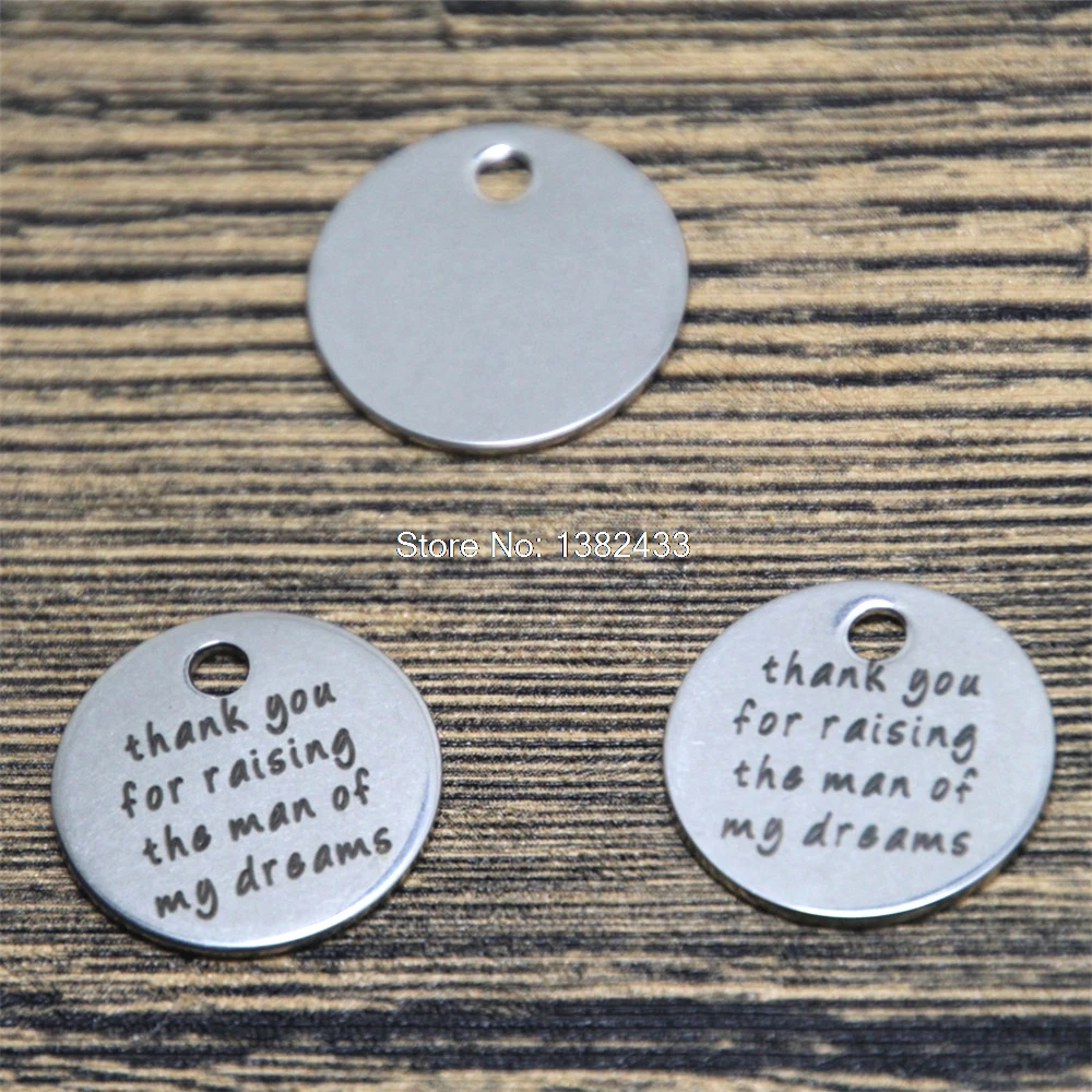 

10pcs thank you for raising the man of my dreams charm silver tone message charm pendant 20mm