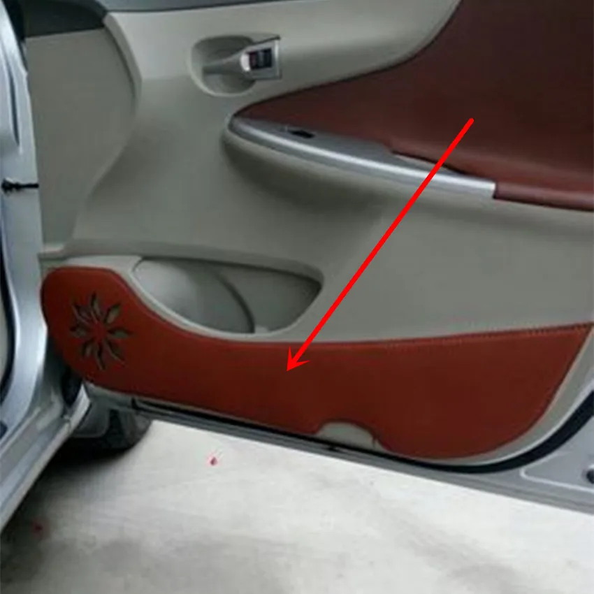

Free shipping 4pcs/lot PU leather car stickers car accessories door protection kick cover for 2007-2013 Toyota Corolla MK10