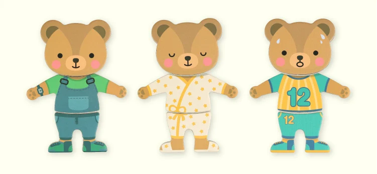 Magnetic Cartoon Bear Change Clothes Children Wooden Toy Puzzles Kids Educational Dress Changing Jigsaw Puzzle Toys For Children