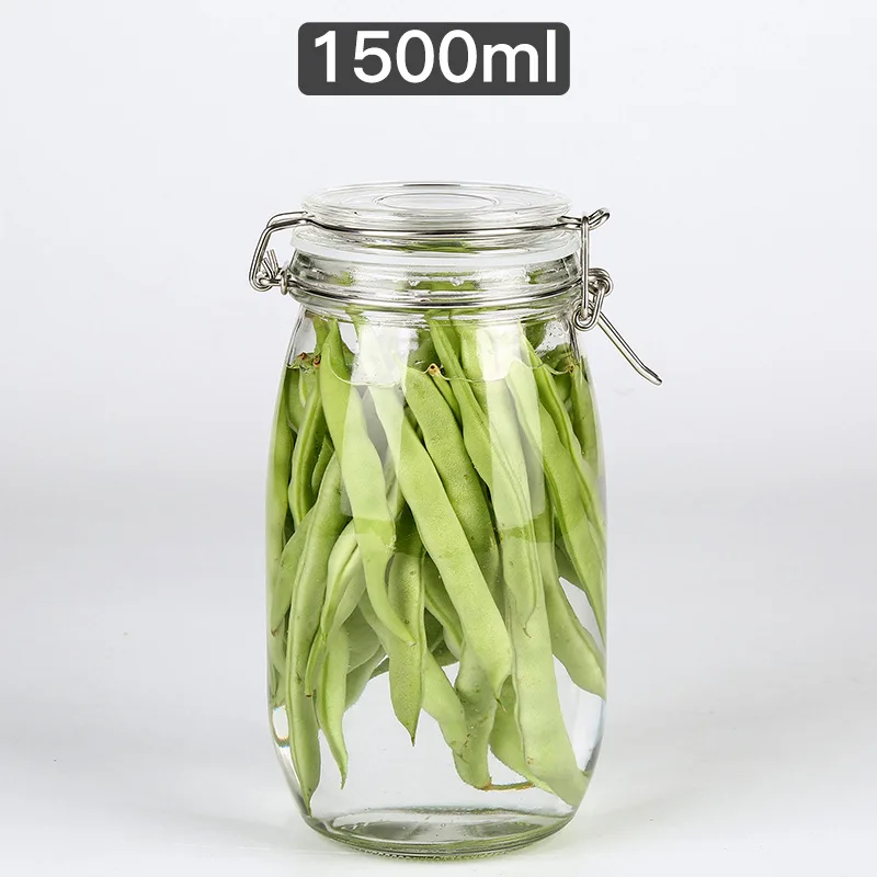 1500ml 1 шт. креативная прозрачная герметичная банка для кухни, стеклянная банка для приправ, крупы, чай, еда, мед, контейнер для хранения бутылок - Цвет: 1500ml