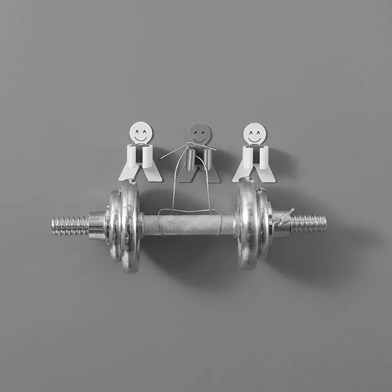 Smile face Strong seamless adhesive mop broomstick bracket wall hanging rack Bathroom bathroom hook hanger broom fixator | Дом и сад