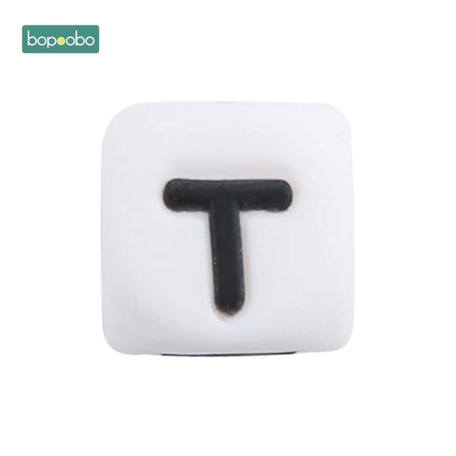 Letter T Bopobo 10 шт., силиконовые бусины-прорезыватели для грызунов для малышей, силиконовые бусины-прорезыватели с жемчугом, 10 мм, Детские Силиконовые Бусины-прорезыватели - Цвет: Letter T