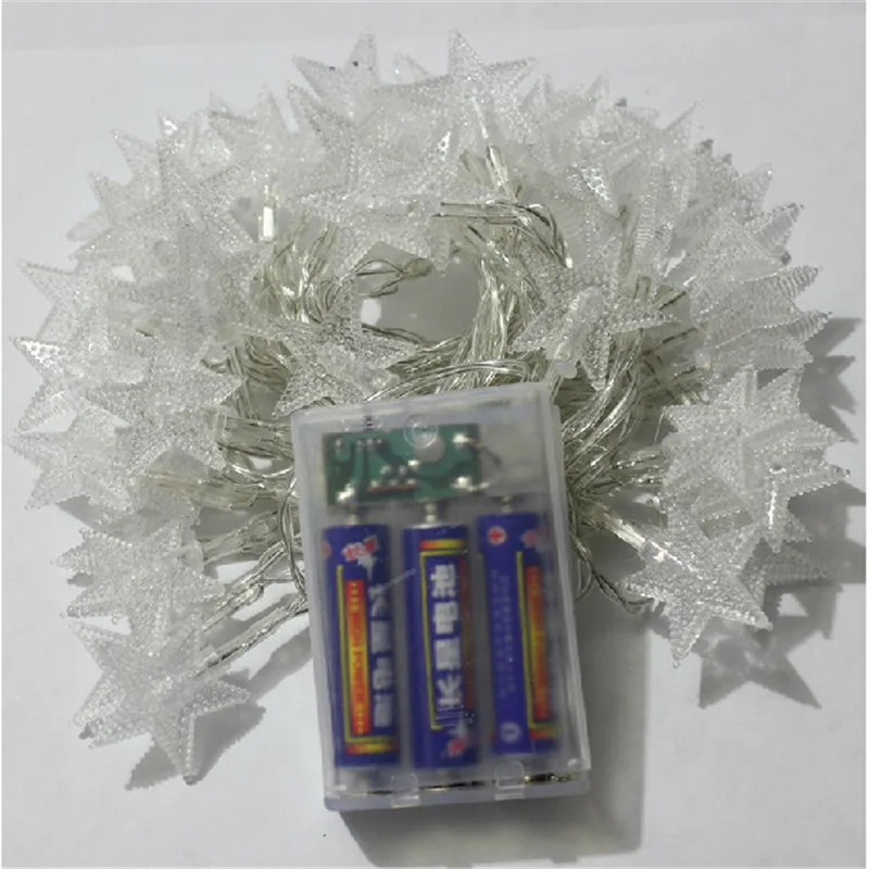 5M 50pcs Five-pointed Star LED Christmas String Light Battery Operated Fairy Garland Outdoor Home Party Wedding | Освещение