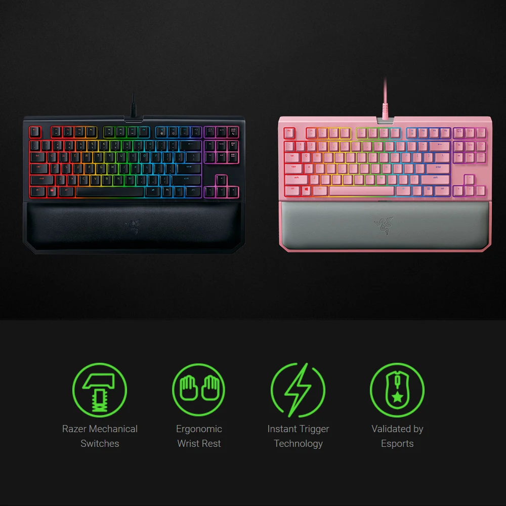 Механическая игровая клавиатура razer BlackWidow Tournament Edition Chroma V2, RGB подсветка 87 клавиш, эргономичная желтая клавиатура с переключателем