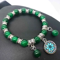 fashion rhinestones 163 glass beads 18mm snap button bracelets bangle for women tiger eyes agates beaded yoga charms bracelet
