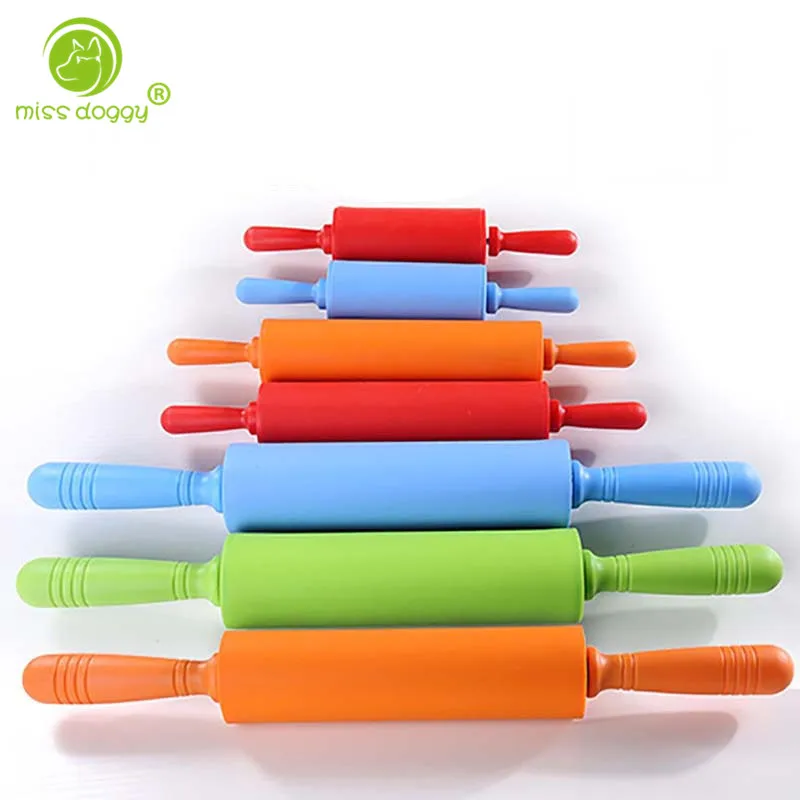 High Quality Strong Durable Silicone Wood Rolling Pins Safety Non-toxic Kitchen Baking Tolls for Home 4 Colors 20E |