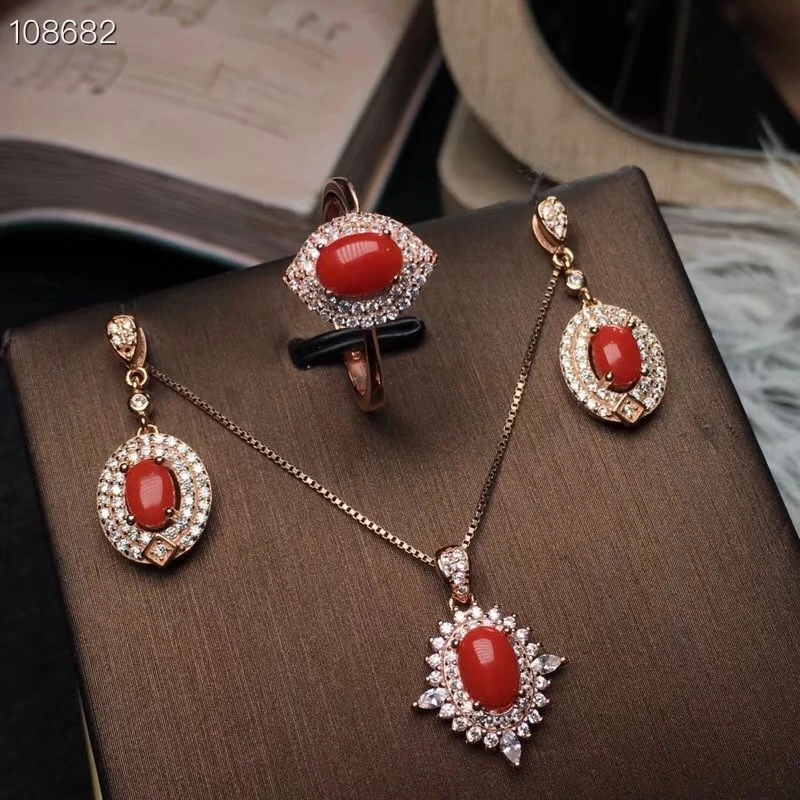 Серьги и кольцо KJJEAXCMY Boutique jewels из серебра 925 пробы с натуральным красным