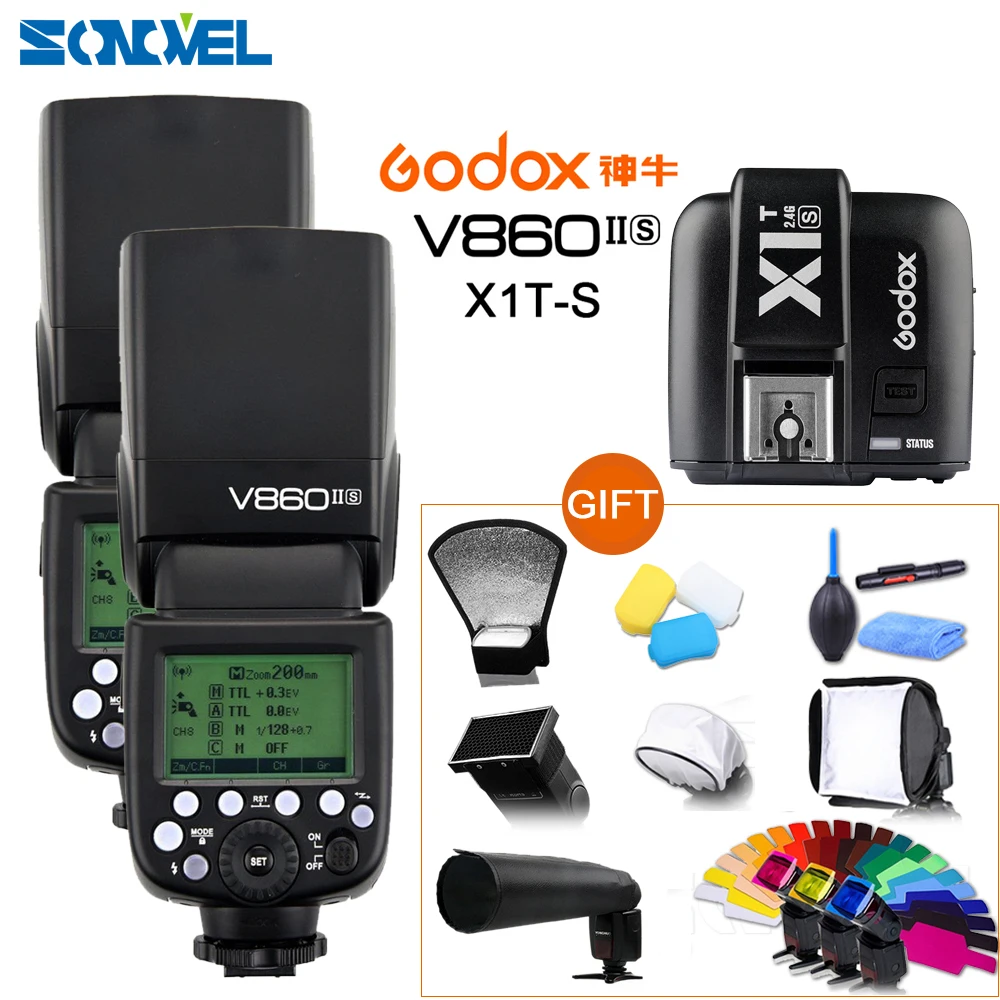 2X Godox V860II-S TTL 2.4G GN60 Wireless Li-ion Flash Speedlite+X1T-S Transmitter for Sony A7R A7S A7II A7RIII A3500 A6500 A6300 |