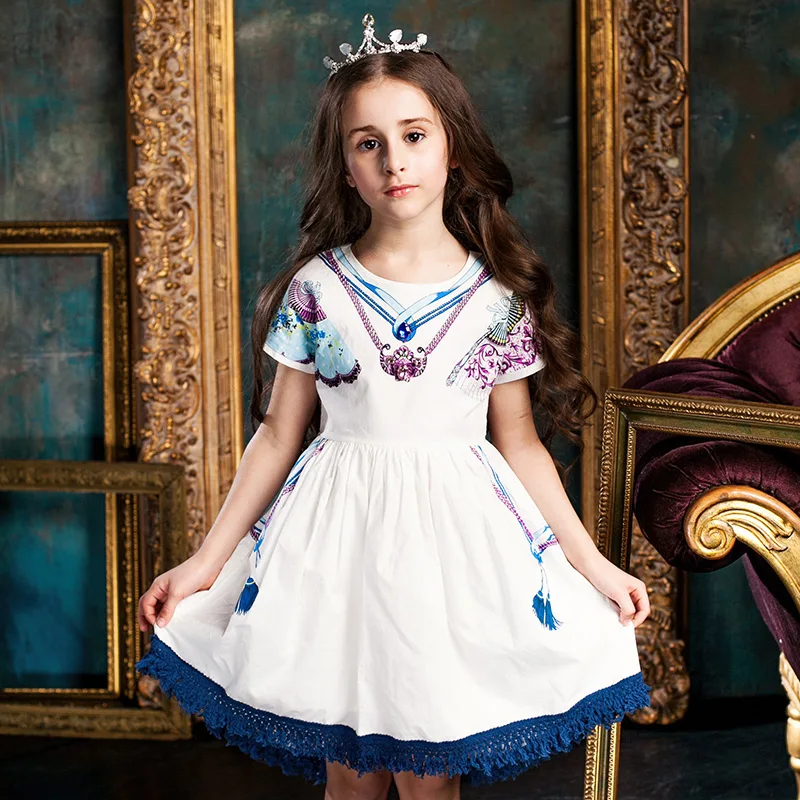 2-16 Years 2018 Girls Summer Dress Kids Preppy Dresses for Toddler Birthday Princess Costume Print | Детская одежда и обувь