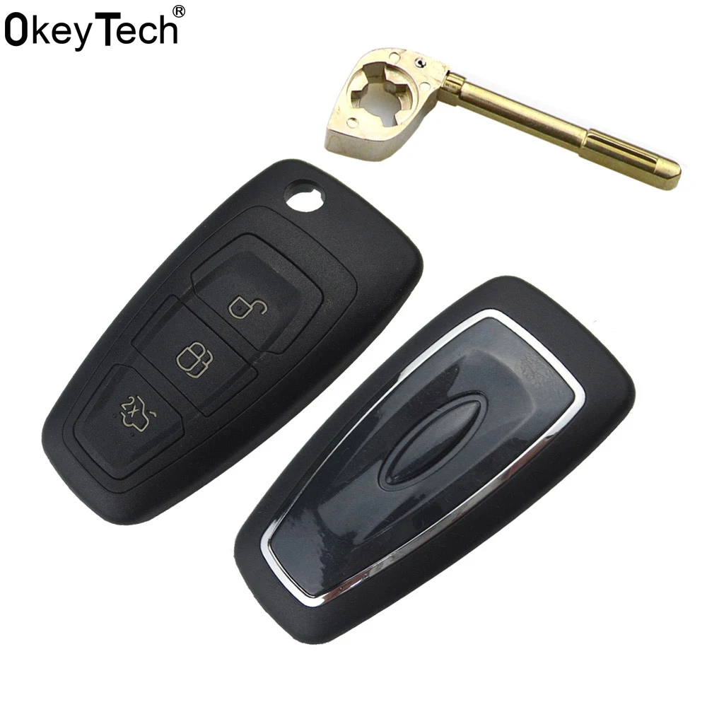 OkeyTech 3 кнопки дистанционного управления автомобильный брелок для ключей 433 МГц 4D63 чип флип Fodling брелок без ключа для Ford Focus Fiesta HU101 Blade