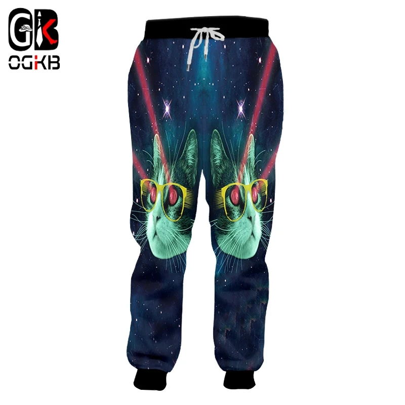 

OGKB Men Fashion Fitness Sweatpants 3D Casual Printed Starry sky cat Funny Plus Size 6XL Attire Homme Summer Jogger