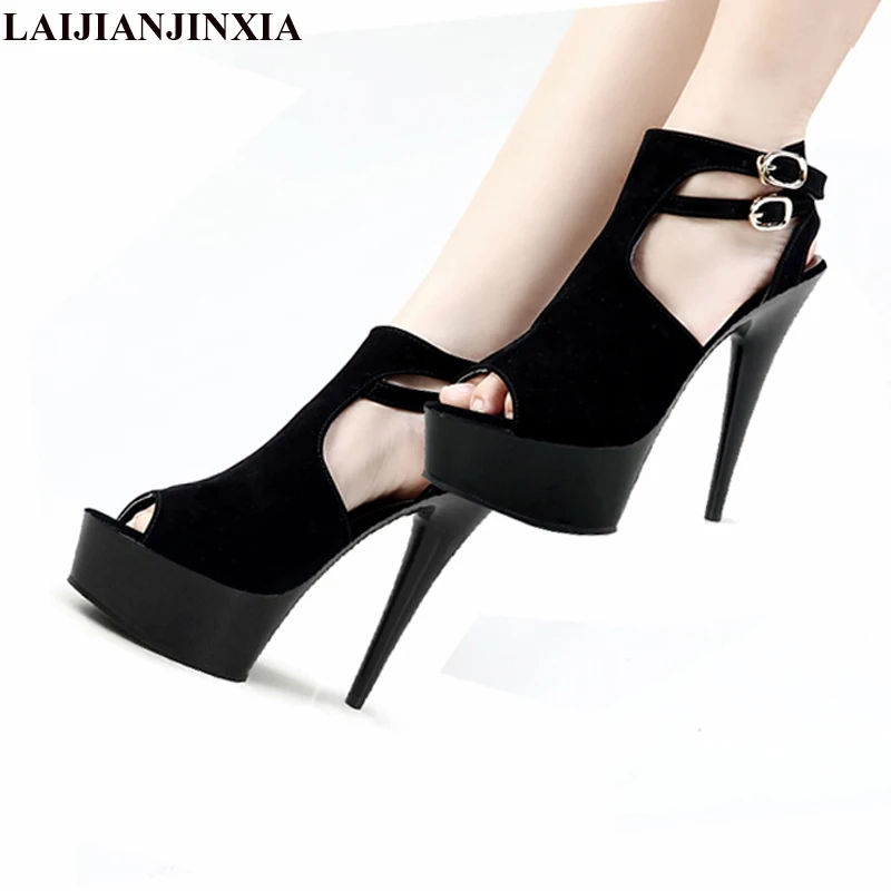 

LAIJIANJINXIA Sexy 15 CM High-Heeled Sandals Nightclub Dance Shoes Pole Dancing Shoes Model High Heels Women's Shoes Q-012-1