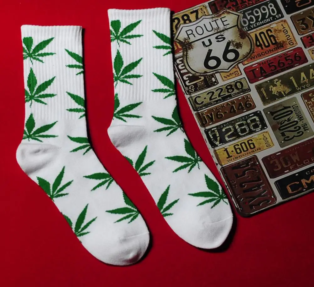12 High-quality Tie-dyed Maple Leaf Socks Long Fashion Weed Socks Men Skateboard Hiphop Socks Meias Women Couple Cotton Socks 1Pair - Color: 12