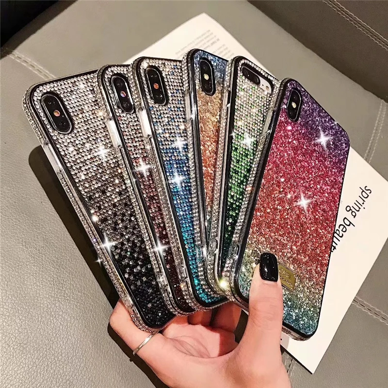 

Glitter Diamond Phone Case for iPhone 11 12 mini Pro X Xs Max XR 7 8 Plus 6 6s SE Cases Bling Jewelled Colorful Soft Back Cover