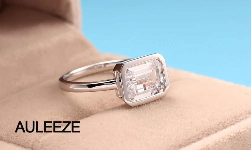 Изумруд бриллиантовая огранка 2.6CT имитация бриллианта 9 к кольцо из белого золота для женщин современный набор ободков кольцо с бриллиантами для помолвки