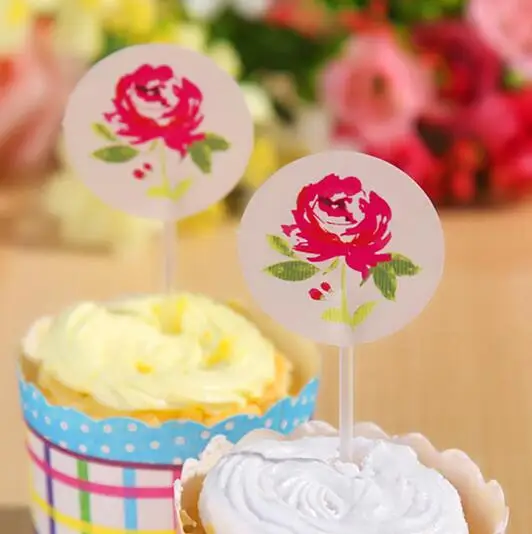Новая распродажа 30 шт. Винтаж роза Кекс Топпер в торт Интимные аксессуары дети
