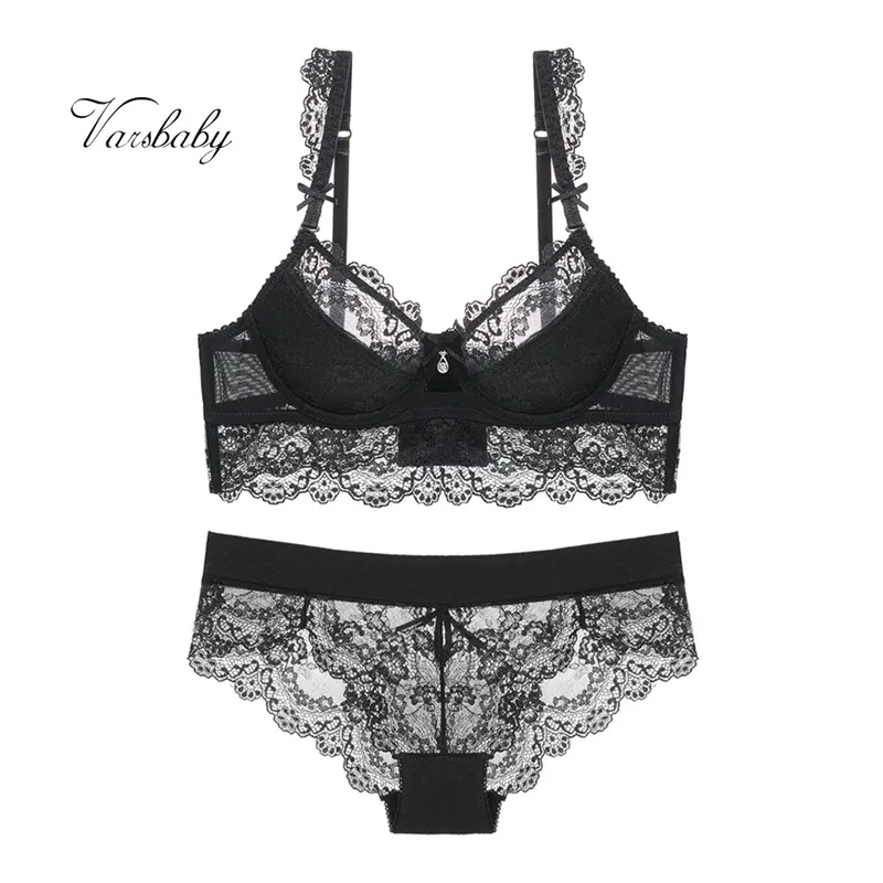 Varsbaby 3 Sets/Lot Ladies Sexy Underwear Lace Underwire Bra Push Up Thin Cotton Bra Sets