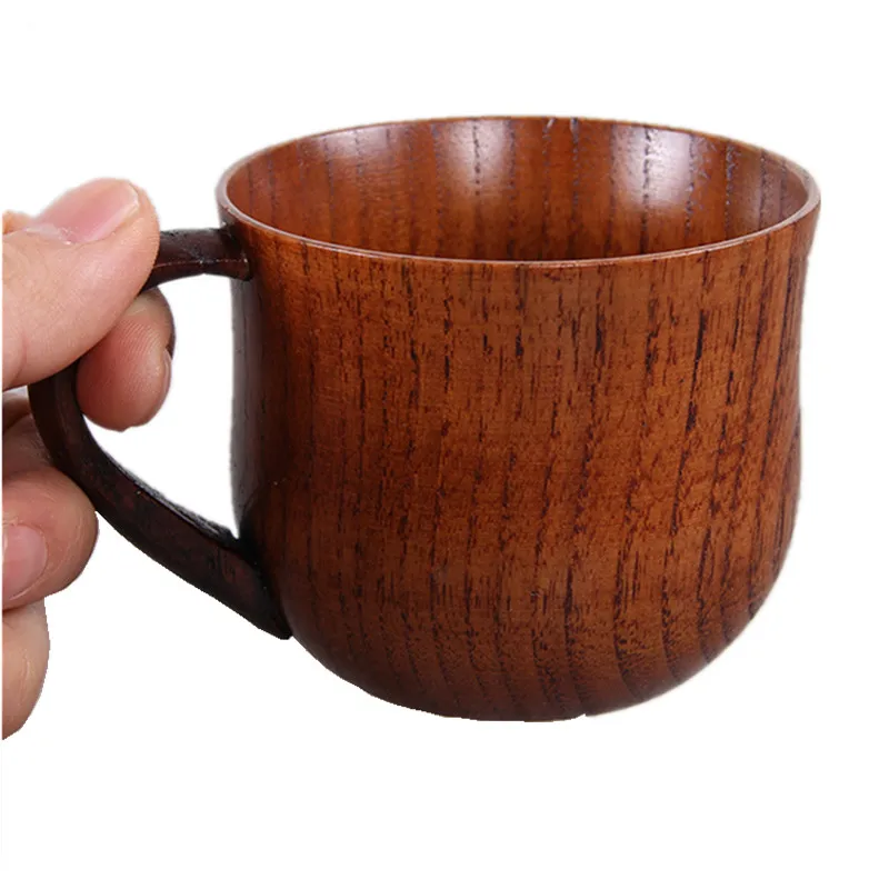 

New Wooden Coffee Cup With Handle Creative Wood Simple Mug Chinese Retro Kung Fu Copo Drinkware