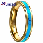 Новинка 4 мм Золотое вольфрамовое кольцо для мужчин обручальные кольца модные кольца из карбида с синим камнем с инкрустацией ювелирные изделия