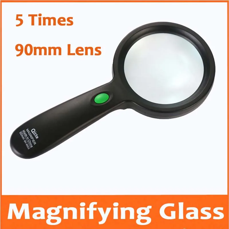 

5 Times 90mm Educational Handheld old Man Reading magnifying glass 5X Insects observation Gift Magnifier with 12pcs LED Lamps