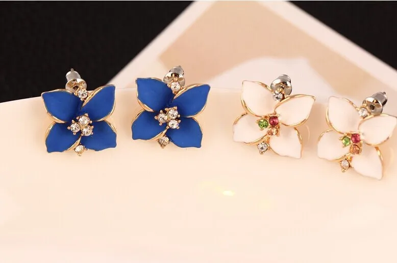Серьги гвоздики женские в виде четырех цветов 4 ED16|earrings fashion|earrings free shippingfashion earrings |