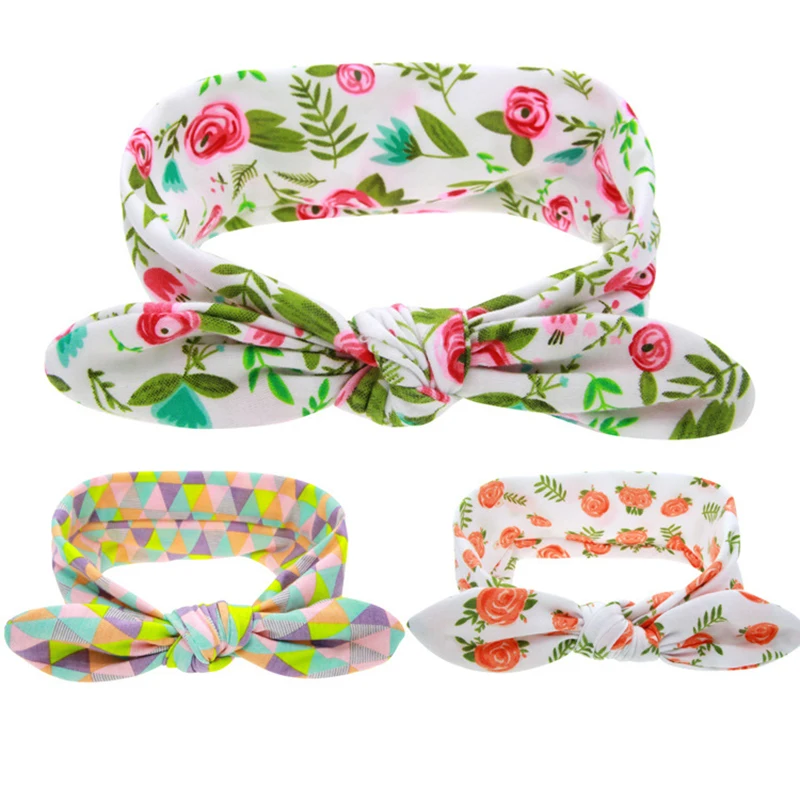 QCNIUD Lovely Newborn Headband Fashion Bunny Ear Kids Girl Bow Elastic Knot Headbands DIY Bowknot Headwear Hair Accessories | Детская