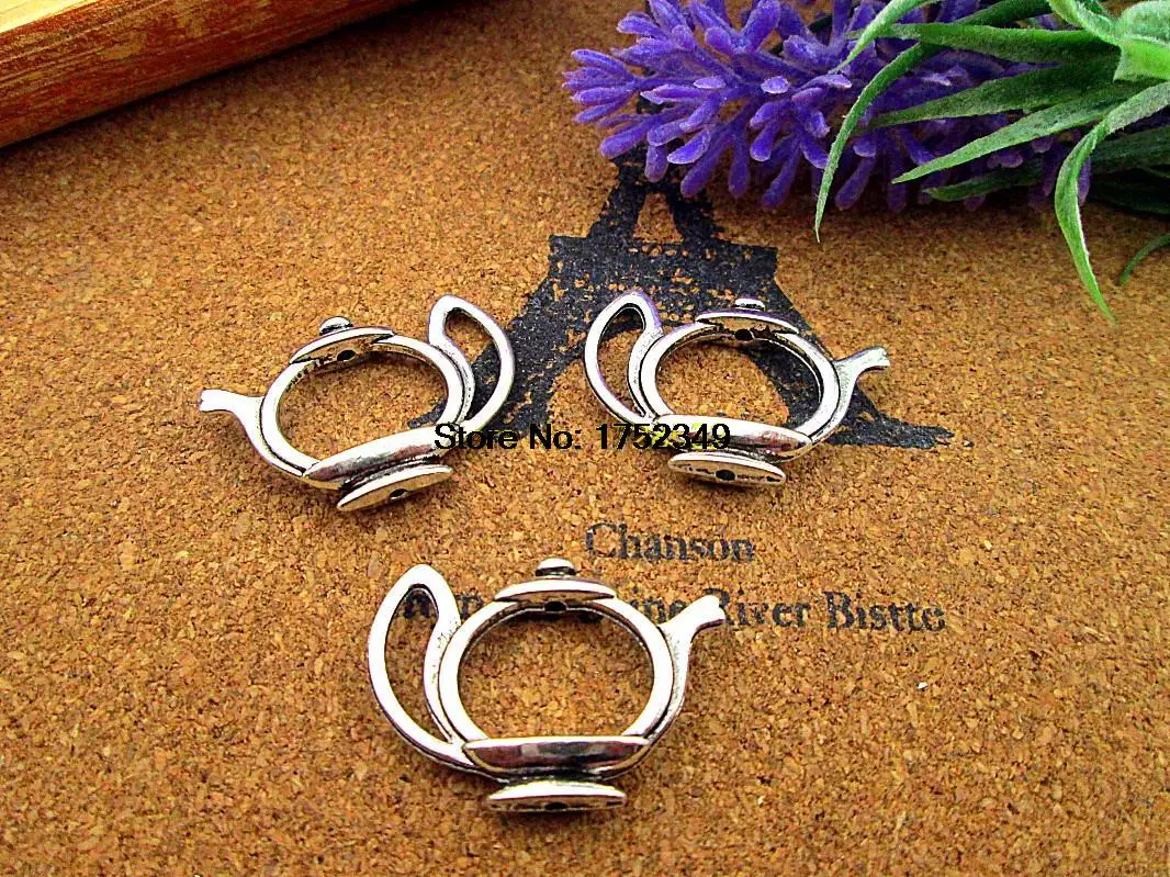 

60pcs 19*23mm Antique silver mini Hollow Teapot Charm Pendants
