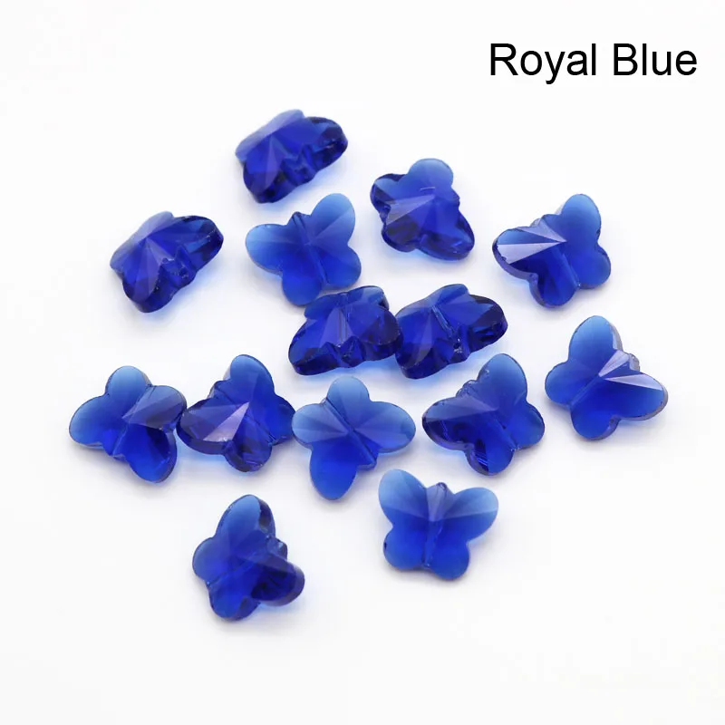 

Цена продажи! 20 шт 14 мм королевские синие подвески с огранкой бриолет Хрустальное стекло Ювелирные изделия свободные бусины бабочка занавеска DIY бусины Бесплатная доставка