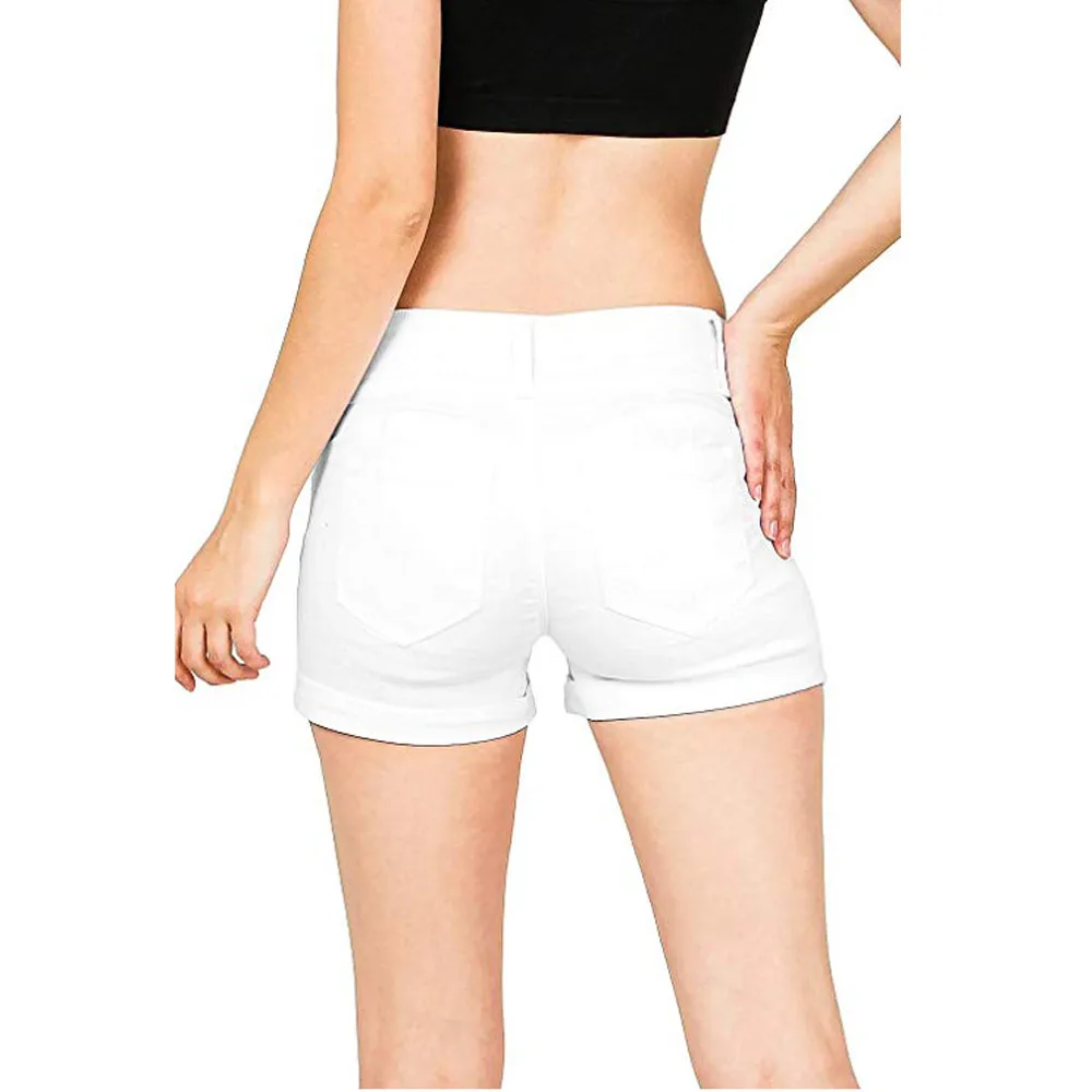 Женские летние шорты джинсовые джинсы с низкой талией 2018 женские эластичные