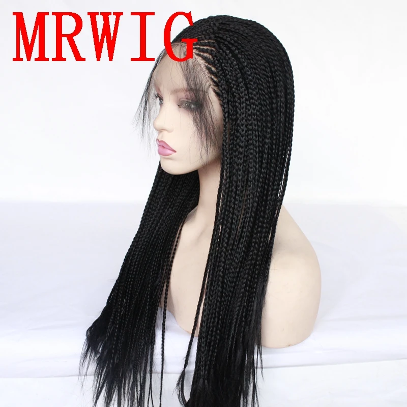 MRWIG Box плетеные косички без клея синтетический фронтальный кружевной парик