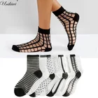 Носки женские шелковые UNIKIWI, черные, белые, полосатые, прозрачные, в горошек