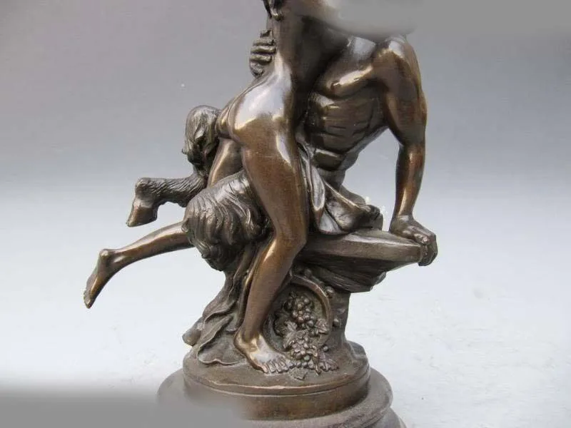 Греческий миф Пан и Обнаженная женщина пить Чистой Бронзы Статуя|statue nepal|womenstatue cat