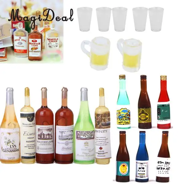 MagiDeal 6 шт./лот мини красочные 1/12 весы бутылки для вина кукольный домик миниатюрная