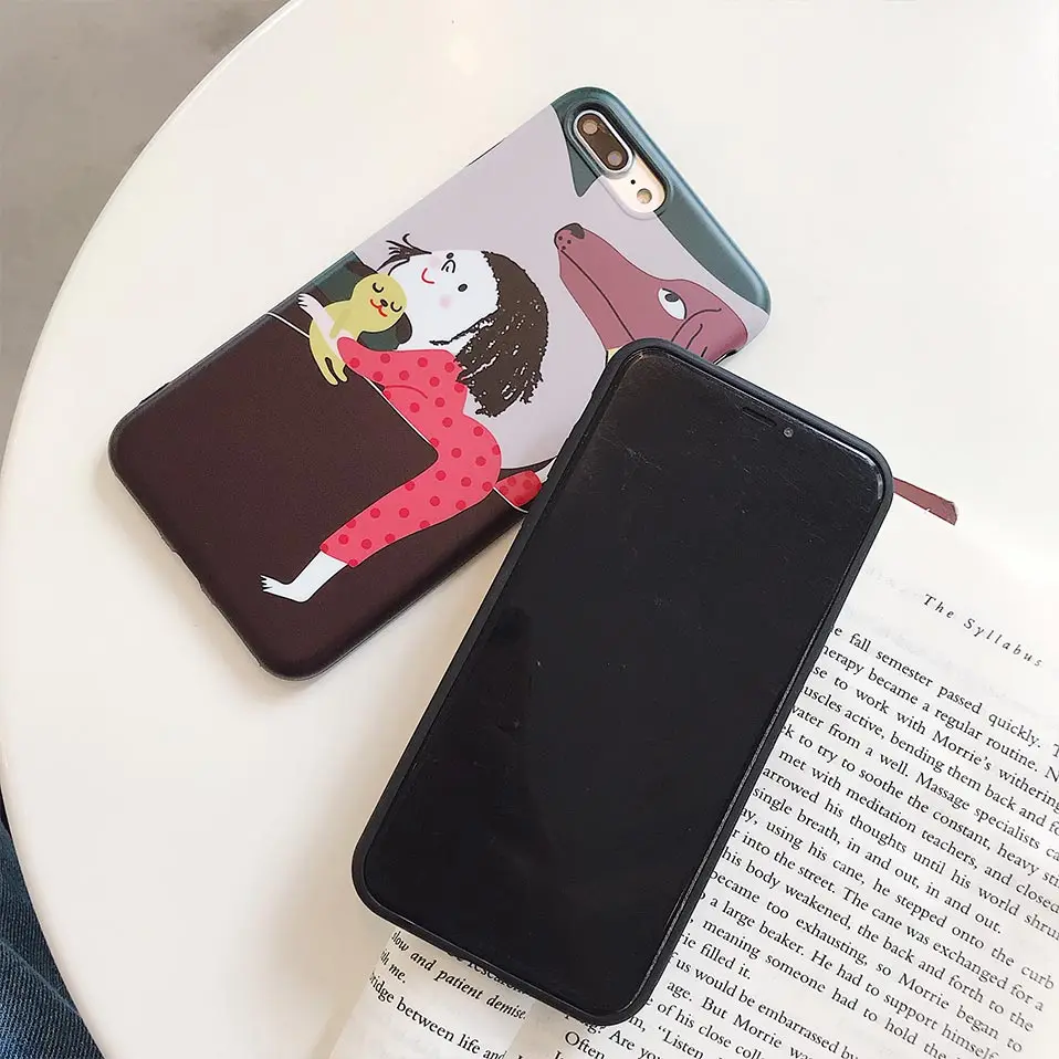 Simple illustration mobile phone case For iPhone 6 6S 7 8 Plus Drop-proof Back Covers iphone X Funda |