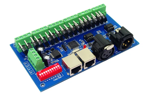Оптовая продажа 18CH 18 каналов 3A/Ch DMX512 с RJ45 легко DMX светодиодный декодер|dmx512 decoder|dmx