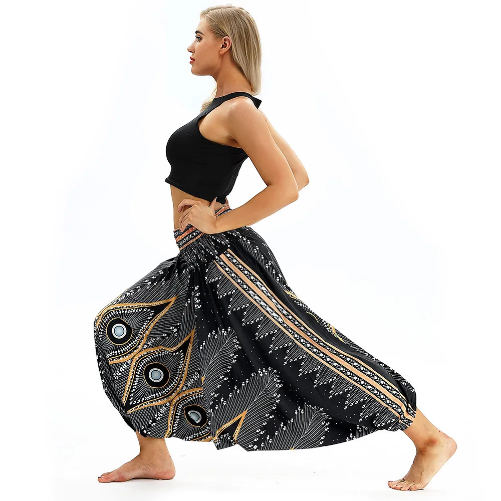 Женские свободные штаны для йоги, мешковатые, Boho, Аладдин, комбинезон, штаны-шаровары, леггинсы, спортивные женские, для фитнеса, свободные штаны для йоги, для спортзала, Mujer