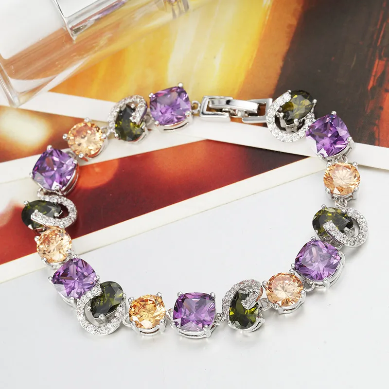 Neoglory красочные AAA циркониевые очаровательные браслеты и для женщин модные