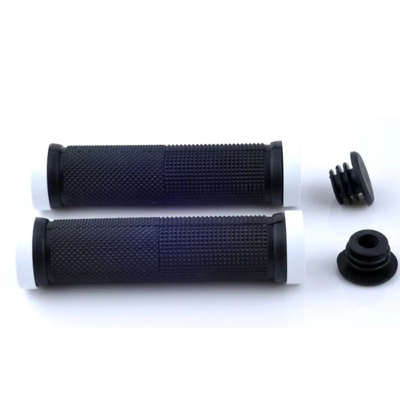 White 1 Pair Double Lock Bicycle Mountain BMX Bike Handle Bar Grips Cycling Rubber Handlebar Grips Bicycle Parts Accessories 6 Colors - Color: White