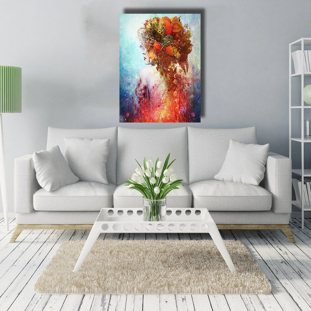 HDARTISAN настенное искусство Настенный декор цветок в голове портрет на заказ