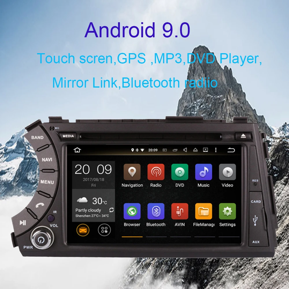 Android 9,0 Восьмиядерный Автомобильный gps навигация с BT для SsangYong Kyron/Actyon/Tradie/Korando 2005-2019DVD мультимедийный плеер