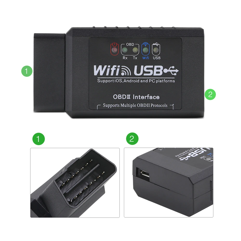 ELM327 Wifi USB сканер реальный V2.1 FTDI+ PIC18F25K80 OBDII Автомобильный диагностический сканер Android/IOS/PC OBD2 все протоколы сканирования