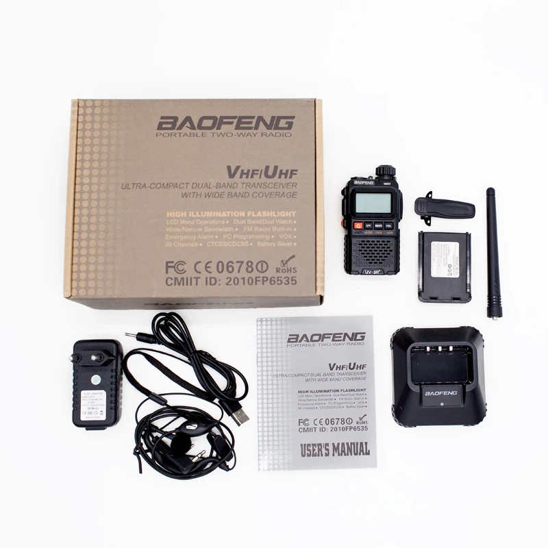 Горячая!!! Walkie Talkie Baofeng УФ-3R + ПЛЮС Dual Band 137-174 МГц 400-470 2 Вт 99CH портативный