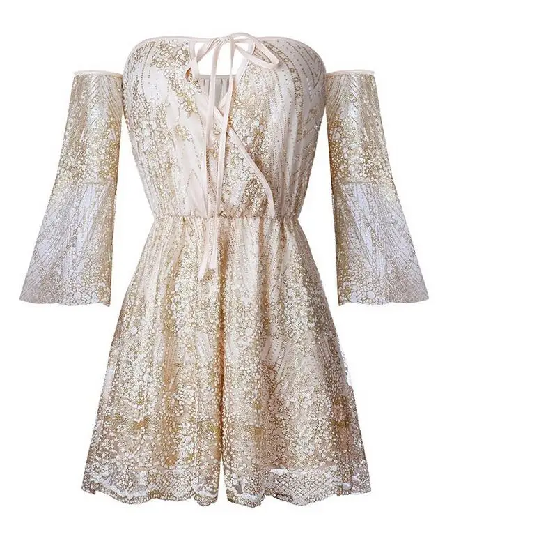 Женский прозрачный комбинезон с вышивкой элегантный пляжный открытыми плечами и