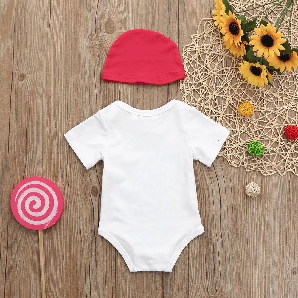 2Pcs Baseball Seam Print Cute Girls Boys Toddler Kids Outfits Clothes Short Sleeve Romper+Hat Jumpsuit Set Dropshipping | Мать и ребенок