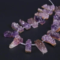 15 5strand natural amethysts quartz druzy geode slice nugget beadsraw roug purple crystal drusy slab pendant diy jewelry