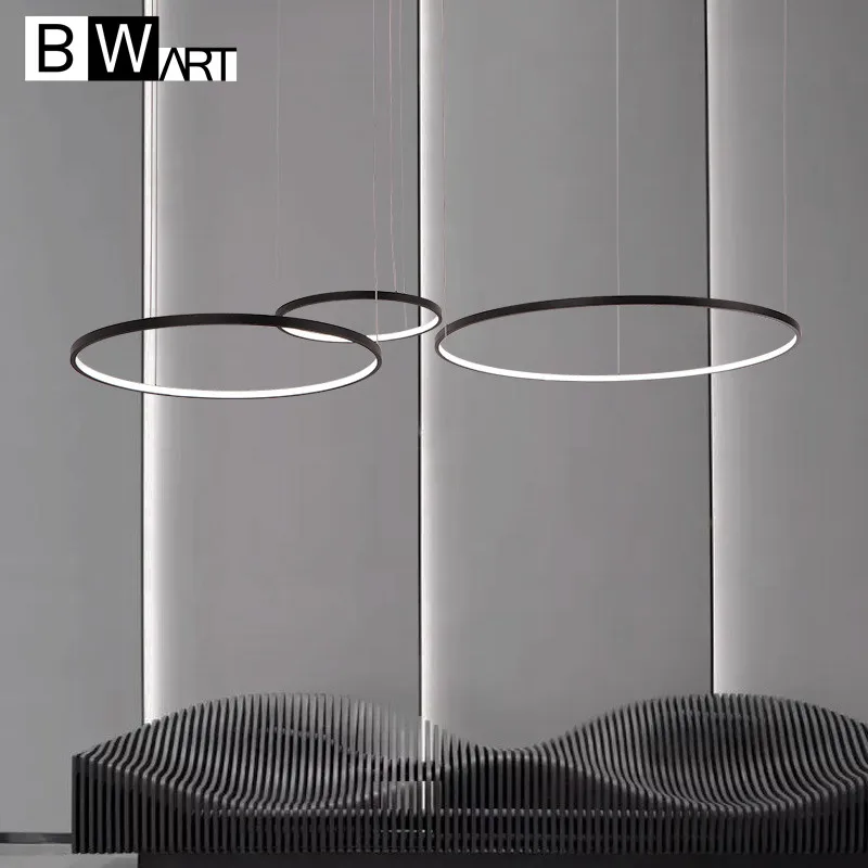 Bwarts-Lámpara led de aluminio con diseño moderno, luces en círculo para iluminación de ingeniería de diseño de interiores, lámpara colgante de anillo LED