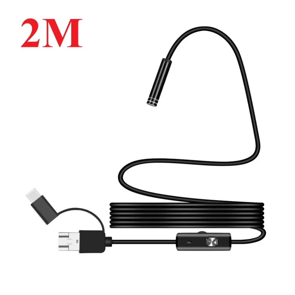 1 м 7 мм Micro USB/Тип-c/Android 3-в-1 компьютер эндоскоп бороскоп Водонепроницаемый Micro USB Камера инспекции труб